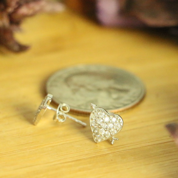 925 sterling silver cubic zirconia hearts earrings - Picture 6 of 8